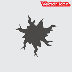 Broken glass icon isolated sign symbol and flat style for app, web and digital design. Vector illustration.