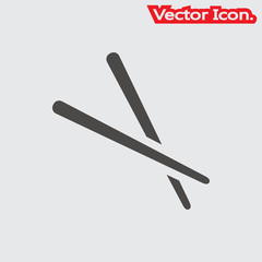 Chopsticks icon isolated sign symbol and flat style for app, web and digital design. Vector illustration.