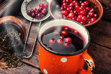 Hot drink with cranberries