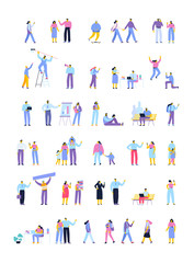 Vector people set isolated on white background. Flat cartoon characters.