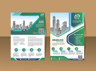 Corporate flyer, layout template. with elements and placeholder for picture.