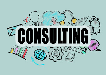 Consulting Concept. Icons and Illustration abstract background
