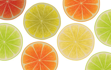 Fototapeta premium colored fruit slices on white background