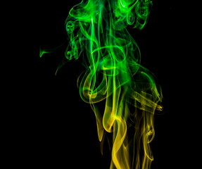 Colored smoke on black background