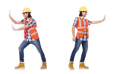 Industrial worker isolated on white 