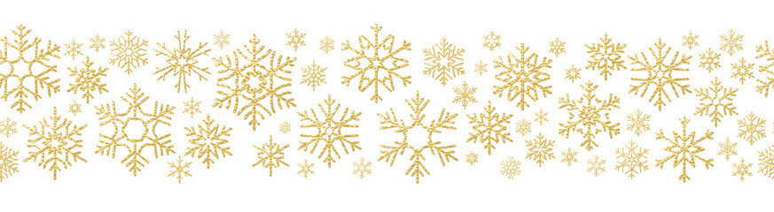 Merry Christmas holiday decoration effect. Golden snowflake seamless pattern. EPS 10