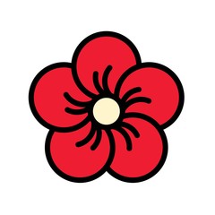 Plum blossom vector, Chinese lunar new year filled outline icon