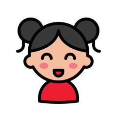 Chinese girl vector, Chinese lunar new year filled outline icon