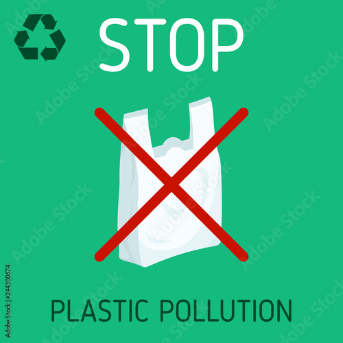 "say no to plastic bag vector illustration. plastic bag rejection to