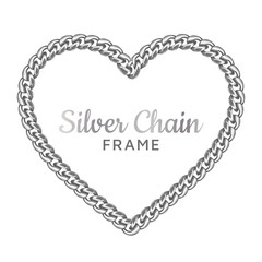 Silver chain heart love border frame.
