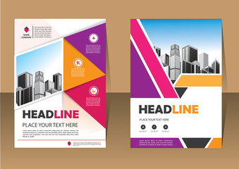 Brochure template layout, cover design annual report, magazine, flyer or booklet in A4 with blue geometric shapes on polygonal background