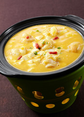 Delicious Chinese cuisine, seafood pumpkin soup