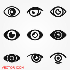Eye icon, flat icon for logo, vector sign symbol