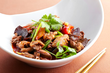 Delicious Chinese cuisine, fried chicken with chilli