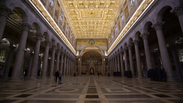 ndoor sight of the Basilica of Saint Paul outside the walls in Rome, Italy.
