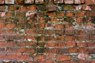 Old, ruined brick wall. Background.