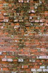 Old, ruined brick wall. Background.