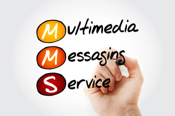 MMS - Multimedia Messaging Service acronym with marker, technology concept