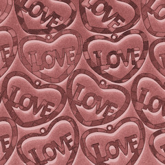 hearts with an inscription love on a coral background,trend color.