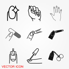 Manicure icon logo, illustration, vector sign symbol for design