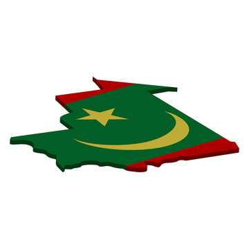 recommend clip art: map of Mauritania - 3D flag