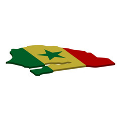 map of Senegal - 3D flag