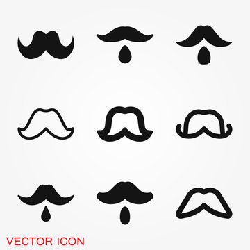 Mustache icon logo, illustration, vector sign symbol for design