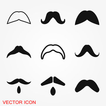 Mustache icon logo, illustration, vector sign symbol for design