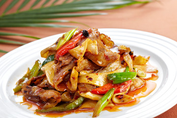 Delicious Chinese cuisine, mushroom fried meat