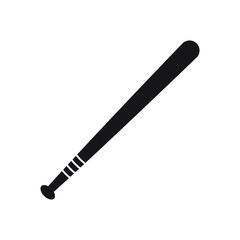 Vector flat black baseball bat icon on white background