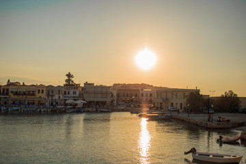 Naklejka premium The old venetian port in Rethymno, Crete island, Greece