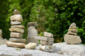 Stone figures on hiking path