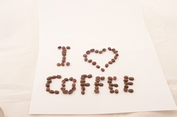 the inscription I love coffee beans coffee