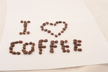 the inscription I love coffee beans coffee