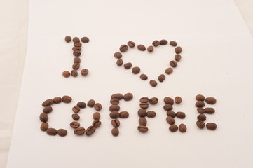 the inscription I love coffee beans coffee