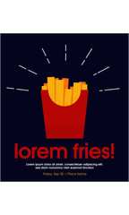 Vector French Fries in Red paper Package Box illustration. Fast Food Concept. Fries Festival Template.