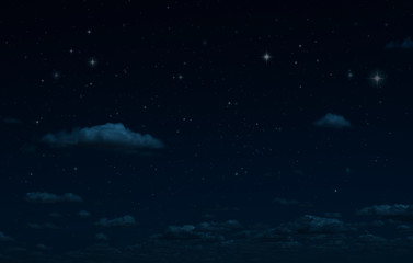 Fototapeta na wymiar Night starry sky and clouds. Moonlight dark background and stars in the sky.