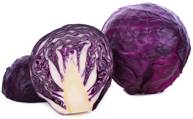 Purple cabbage isolated on white background