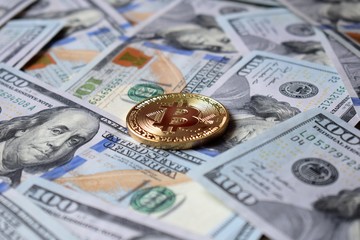 e-business concept - bitcoin vs dollar 