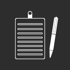 Clipboard pencil vector icon. white illustration isolated on black background for graphic and web design. eps10