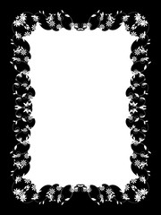Floral Decorative Black & White Edge. Type Text Inside, Use as Overlay or for Layer Mask	