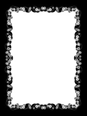 Floral Decorative Black & White Edge. Type Text Inside, Use as Overlay or for Layer Mask	