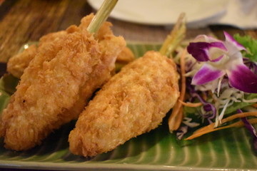 Chicken on lemongrass sticks