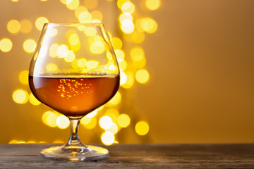 brandy or cognac in glass