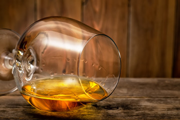 brandy or cognac in glass