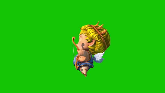Happy Cupid Happy Valentine's day Side Green Screen 3D Rendering Animation