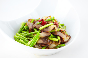 Delicious Chinese cuisine, garlic and bacon