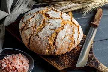 A loaf of fresh country bread.