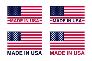 Made in USA (United States of America) sign, label and emblem Vector Illustration