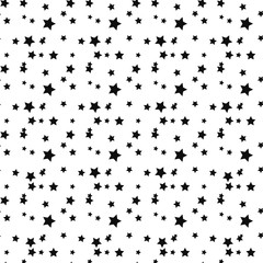 Star seamless pattern. White and grey retro background. Chaotic elements. Abstract geometric shape texture. Effect of sky. Design template for wallpaper,wrapping, textile. Vector Illustration